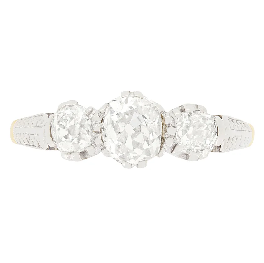 Edwardian 0.90ct Diamond Trilogy Ring, c.1910s