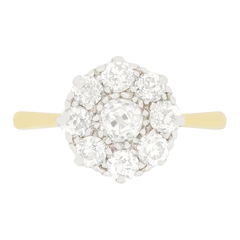 Edwardian 1.05ct Diamond Cluster Ring, c.1910s