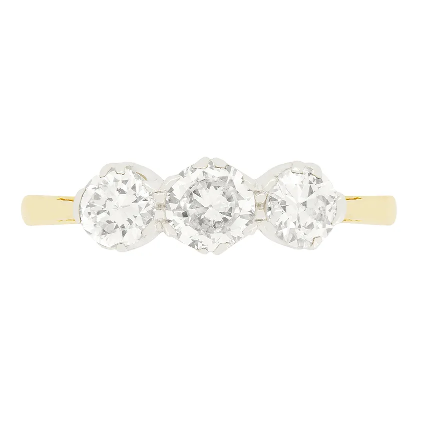 Art Deco 1.30ct Diamond Trilogy Ring, c.1930s