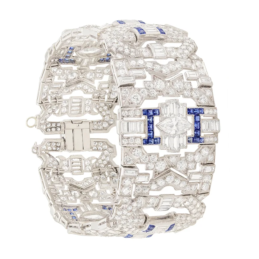Art Deco 24.00ct Diamond and Sapphire Bracelet, c.1920s