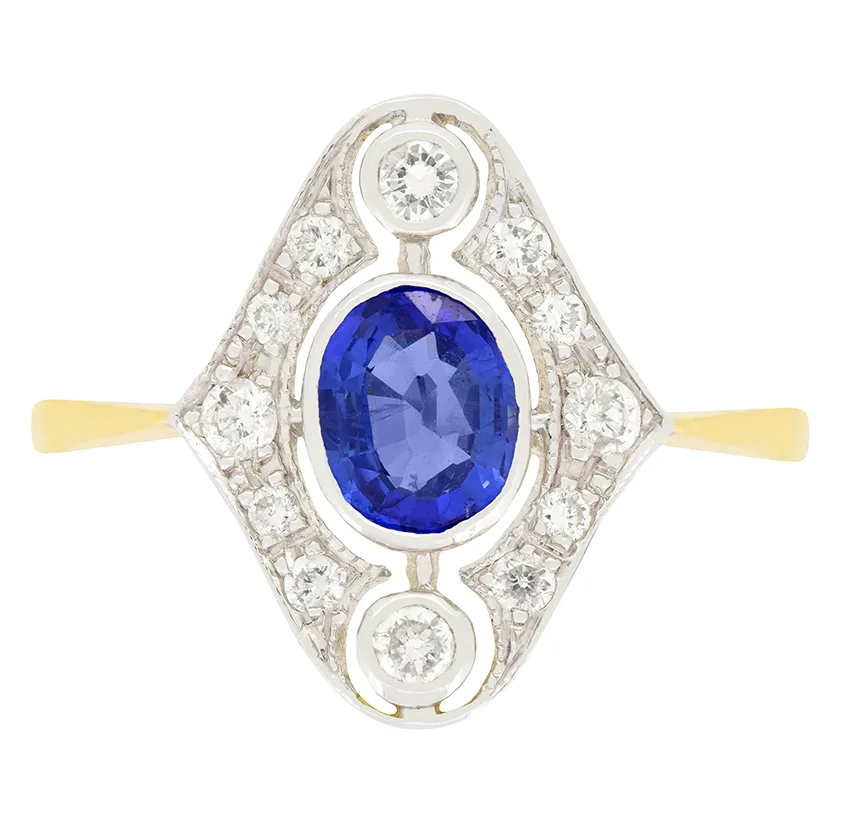 Vintage 0.50ct Sapphire and Diamond Cluster Ring, c.1970s