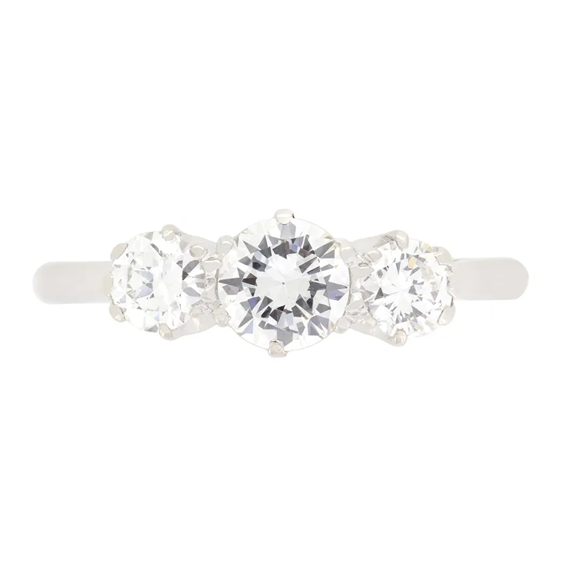 Art Deco 1.00ct Diamond Trilogy Ring, c.1930s