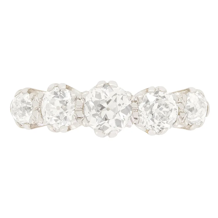 Art Deco 2.40ct Diamond Five Stone Ring, c.1930s