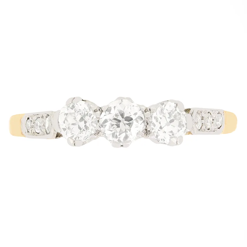 Edwardian 0.75ct Diamond Trilogy Ring, c.1910s