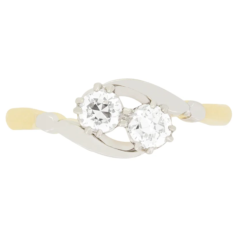Edwardian 0.50ct Diamond Two Stone Twist Ring, c.1915