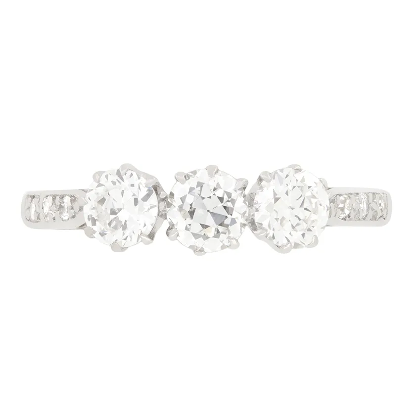 Late Deco 0.90ct Diamond Trilogy Ring, c.1930s
