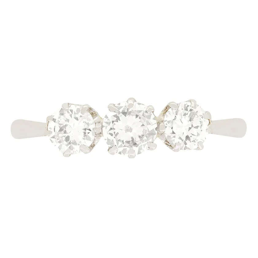 Late Deco 1.00ct Diamond Trilogy Ring, c.1930s
