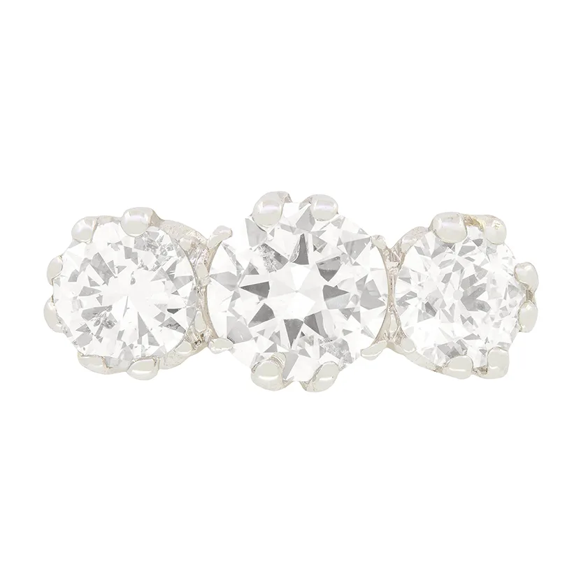 Late Deco 1.90ct Diamond Trilogy Ring, c.1930s