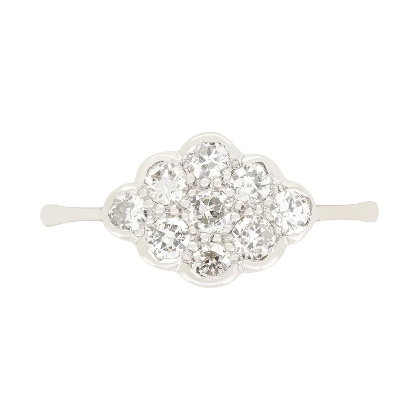 Art Deco 0.90ct Diamond Cluster Ring, c.1920s