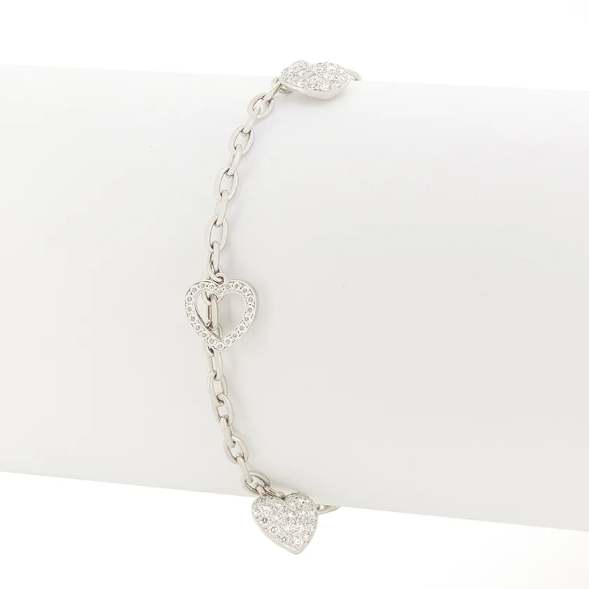 Tiffany & Co. 1.02ct Diamond Heart Charm Bracelet
