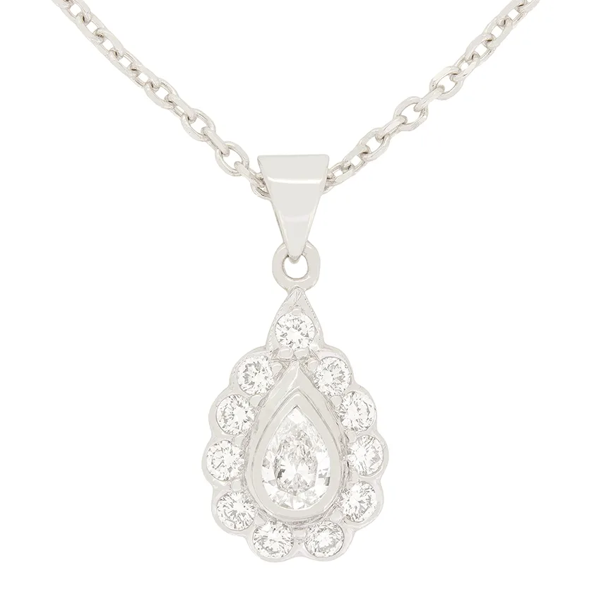 Contemporary 0.90ct Diamond Pear Shaped Pendant
