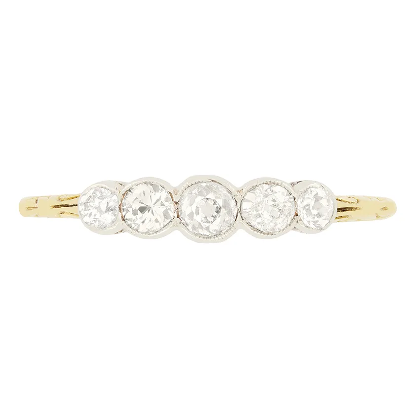 Victorian 0.70ct Diamond Five Stone Ring, c.1900s