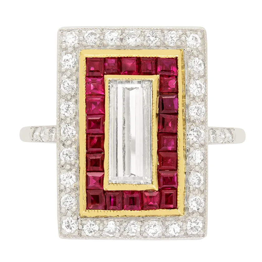 Art Deco 0.60ct Diamond Target Ring, c.1920s