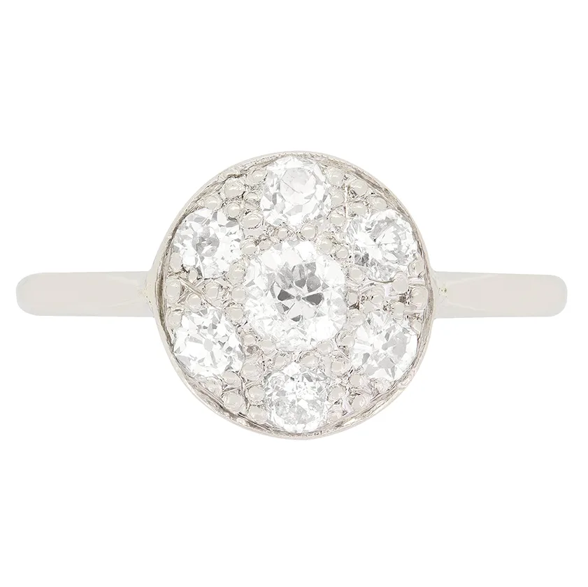 Art Deco 0.85ct Diamond Cluster Ring, c.1920s