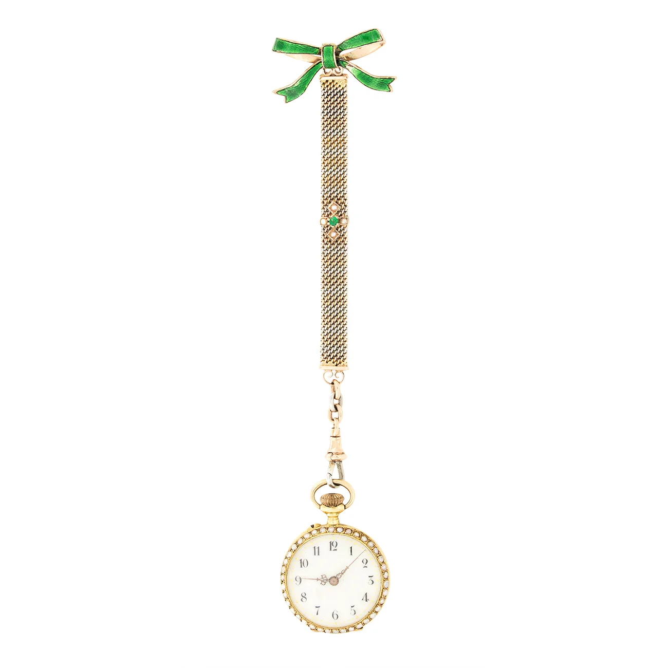 Edwardian Pearl and Enamel Pocket Watch, c.1910