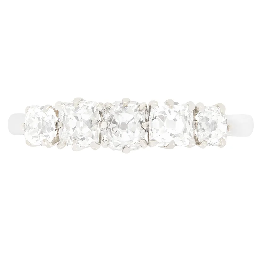 Art Deco 1.20ct Diamond Five Stone Ring, c.1920s