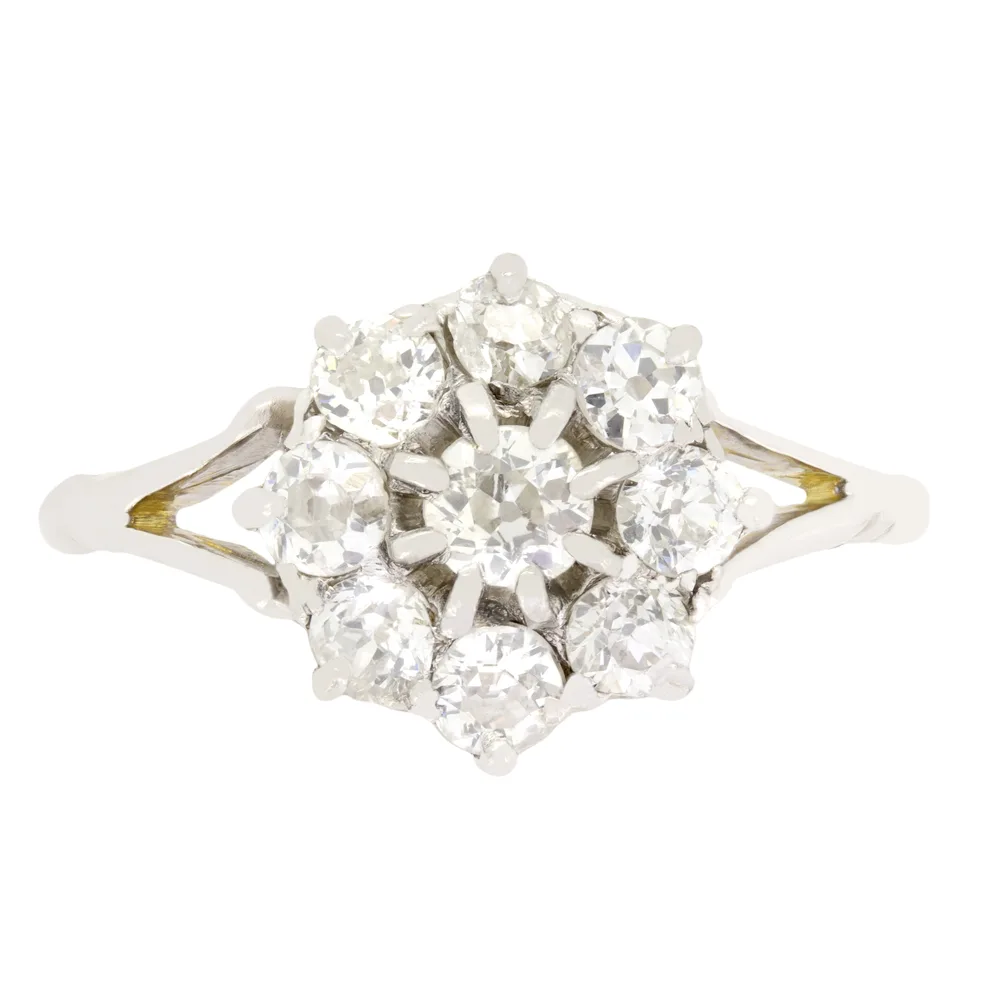 Art Deco 1.00ct Diamond Daisy Cluster Ring, c.1920s