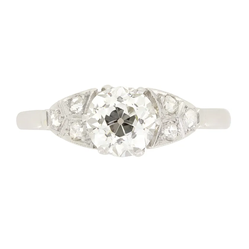 Art Deco 0.90ct Diamond Solitaire Ring, c.1920s