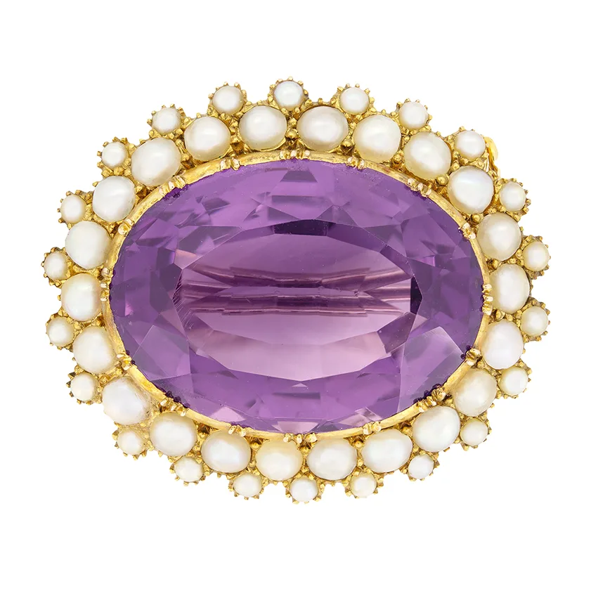 Victorian 36.00ct Amethyst Brooch, c.1880s