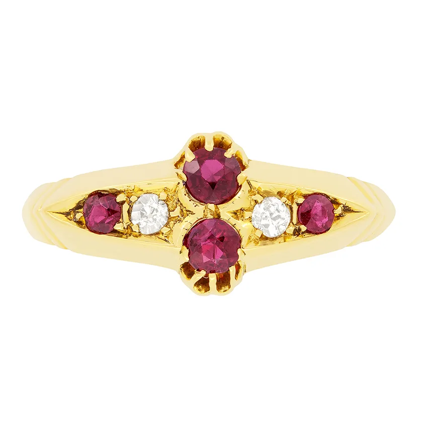 Edwardian 0.40ct Ruby and Diamond Cluster Ring, hallmarked 1909