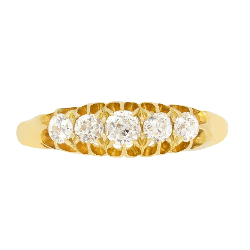Victorian 0.70ct Diamond Five Stone Ring, c.1880s