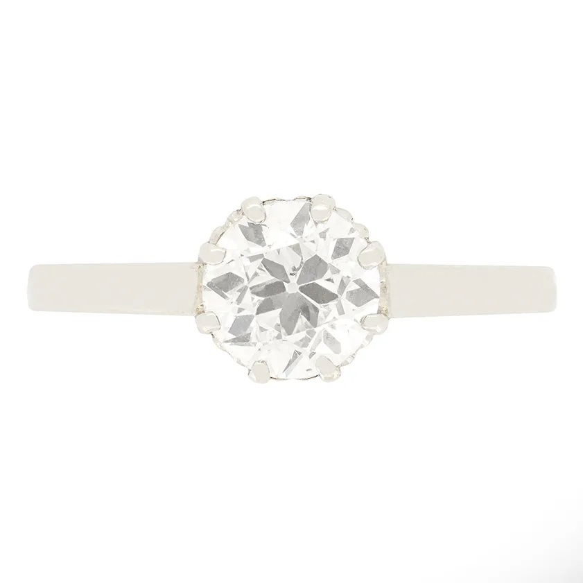 Art Deco 0.90ct Diamond Solitaire Ring, c.1920s