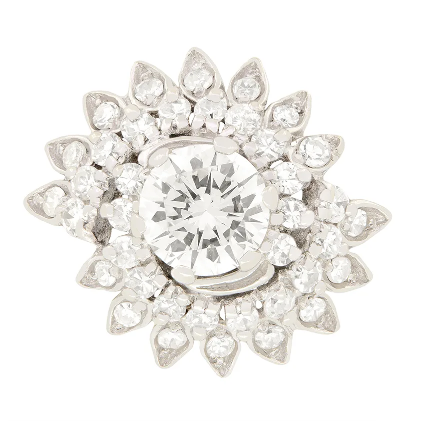 Vintage 0.75ct Diamond Twirl Cluster ring, c.1977