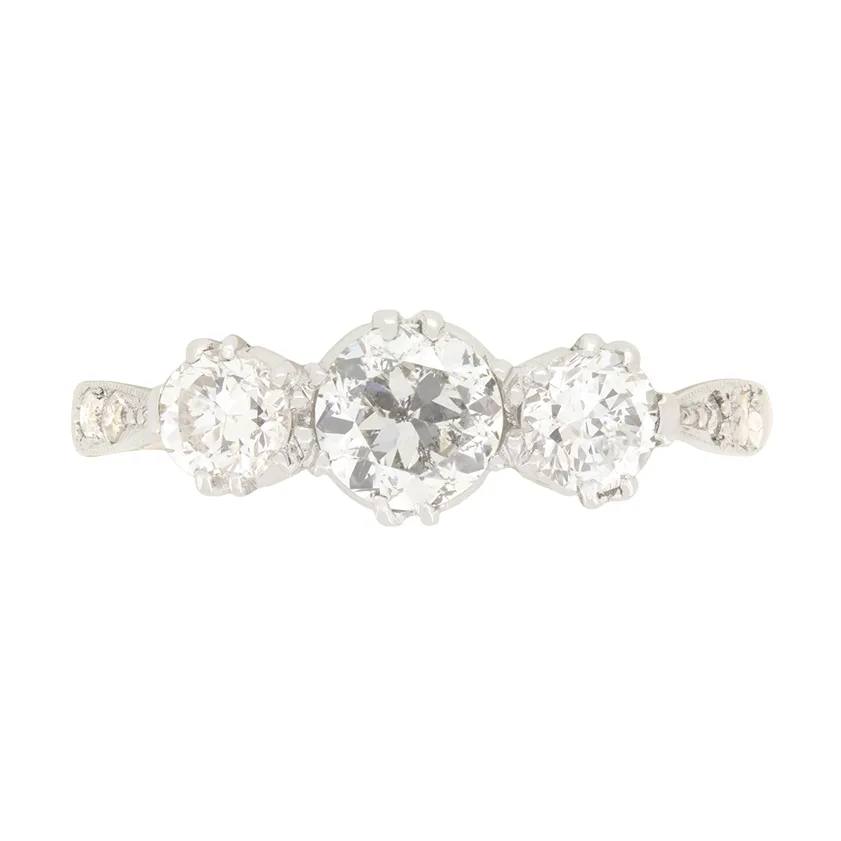 Art Deco 1.00ct Diamond Trilogy Ring, c.1930s