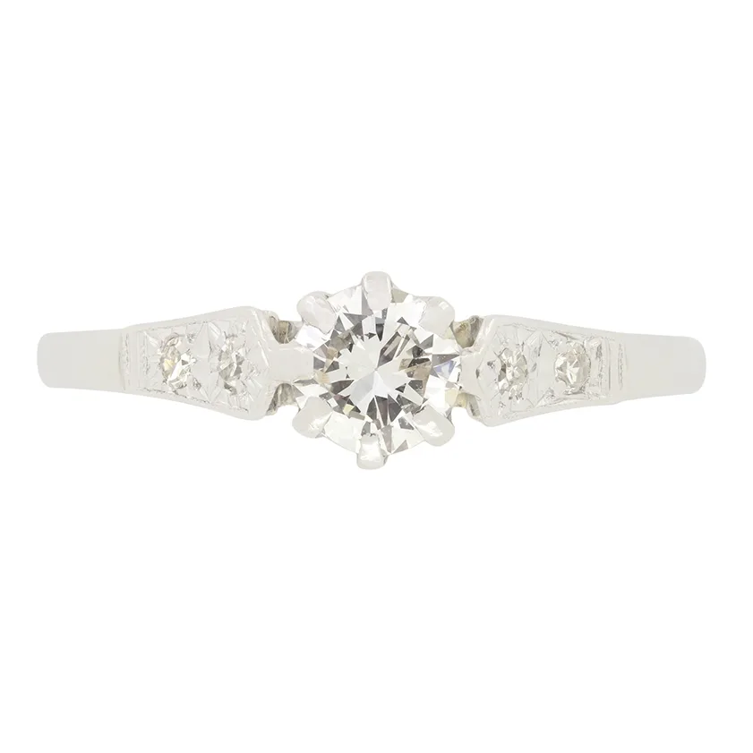 Late Deco 0.40ct Diamond Solitaire Ring, c.1940s