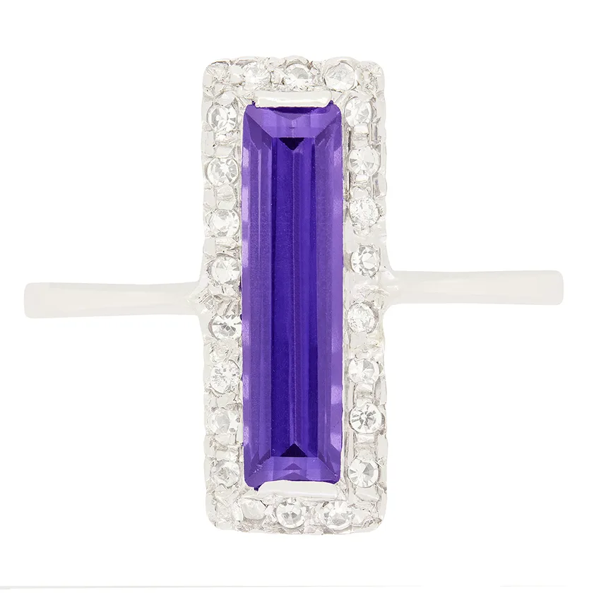 Art Deco 1.40ct Purple Sapphire and Diamond Cluster Ring, c.1920s
