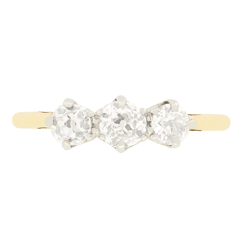 Edwardian 0.80ct Diamond Trilogy Ring, c.1910s