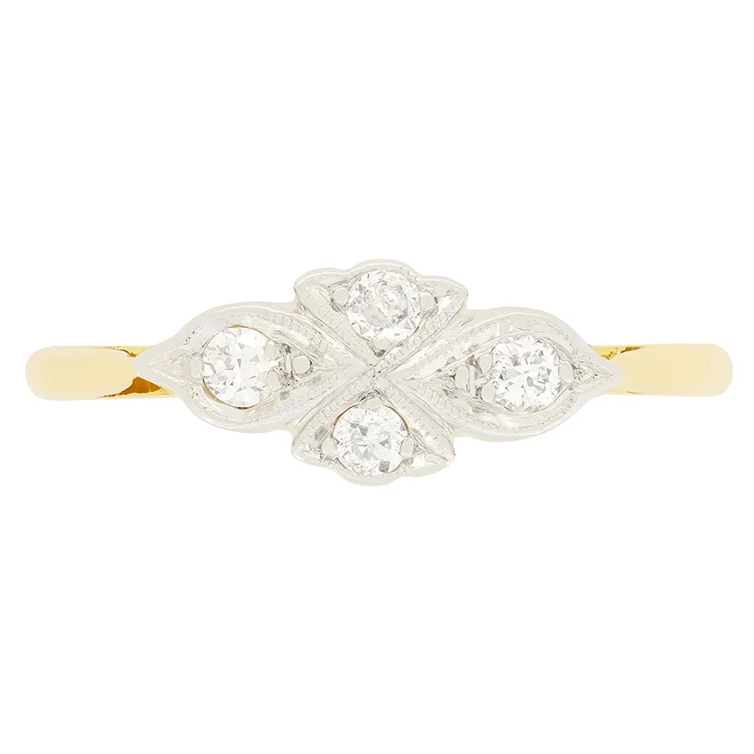 Art Deco 0.20ct Diamond Cluster Ring, c.1920s