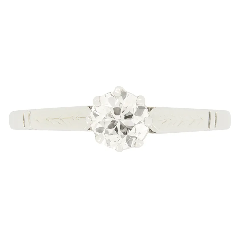 Art Deco 0.50ct Diamond Solitaire Ring, c.1920s