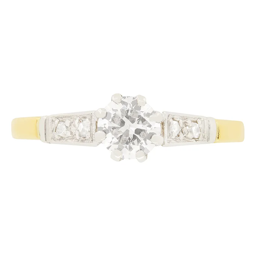 Late Deco 0.40ct Diamond Solitaire Ring, c.1940s