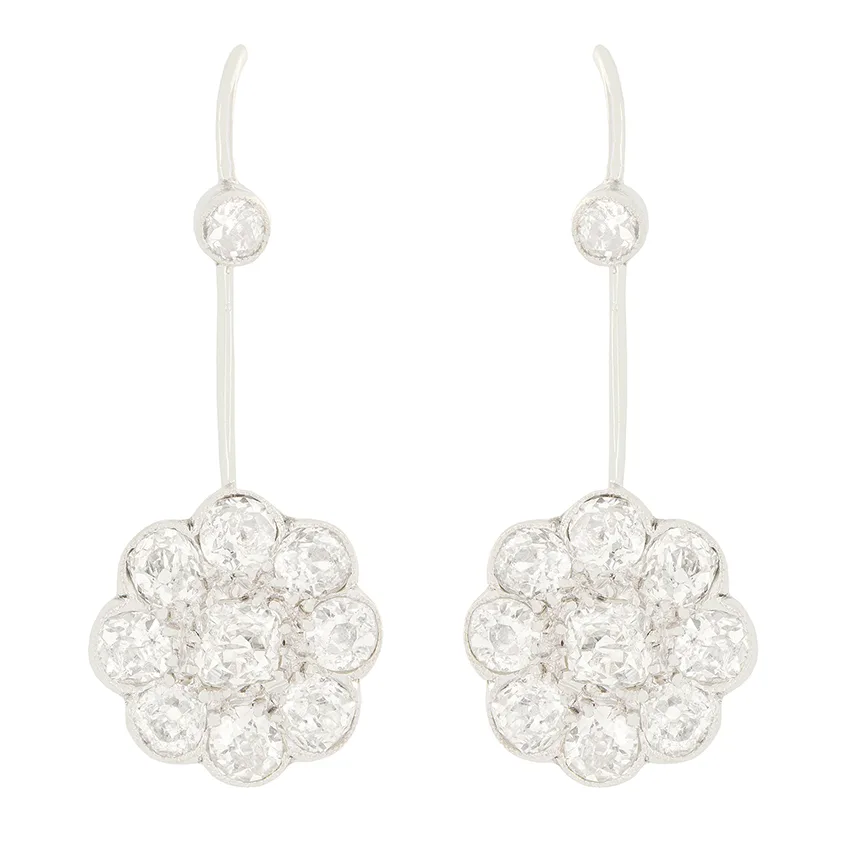 Art Deco 3.00ct Diamond Drop Earrings, c.1920s