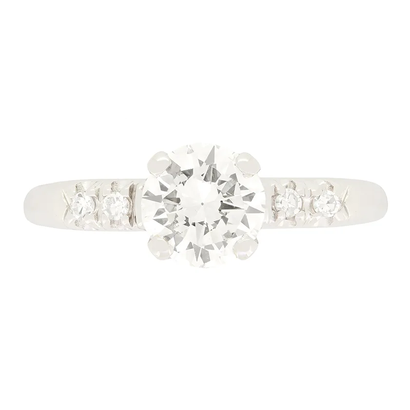 Late Deco 0.82ct Diamond Solitaire Ring, c.1940s