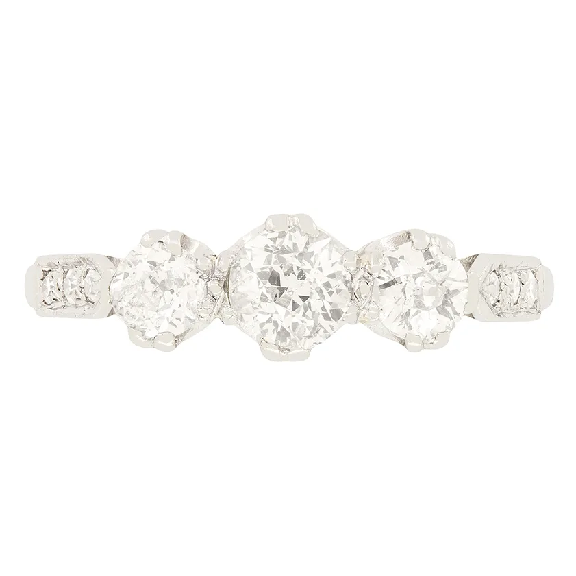 Art Deco 0.80ct Diamond Trilogy Ring, c.1920s