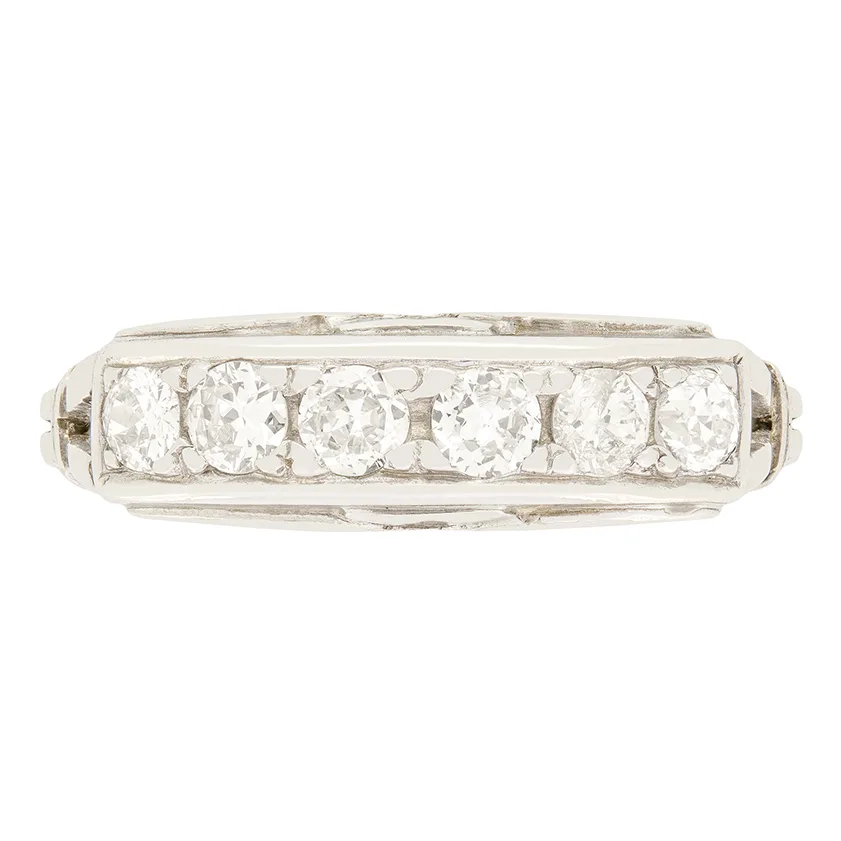 Late Deco 0.60ct Diamond Six Stone Ring, c.1940s