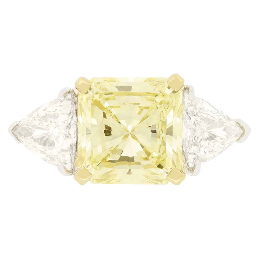 Contemporary 3.50ct Yellow Diamond Trilogy Ring