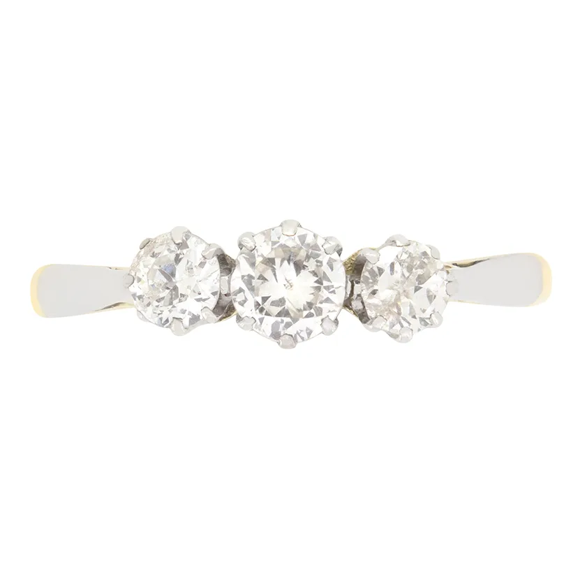 Art Deco 0.75ct Diamond Trilogy Ring, c.1930s