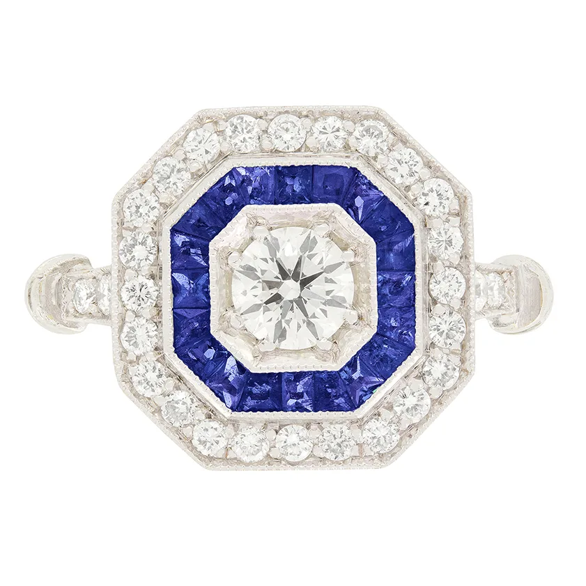 Vintage 0.40ct Diamond and Sapphire Cluster, c.1970s