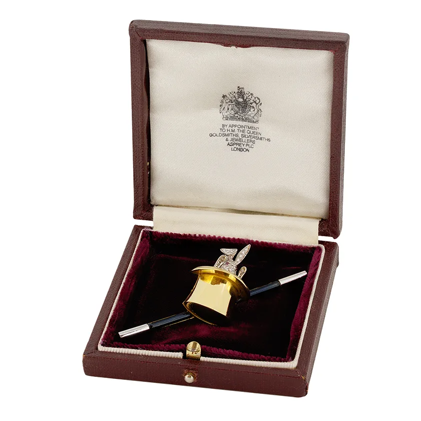 Vintage Asprey Rabbit in a Hat Brooch, c.1980s