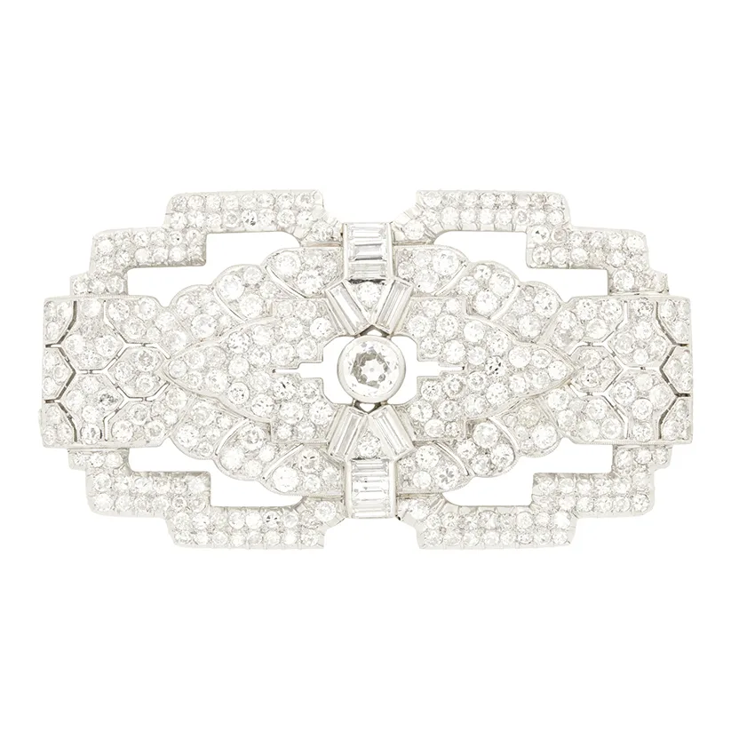 Art Deco 8.50ct Diamond Brooch, c.1920s