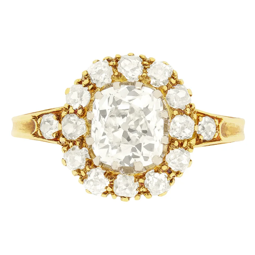 Victorian 2.90ct Diamond Cluster Ring, c.1880s