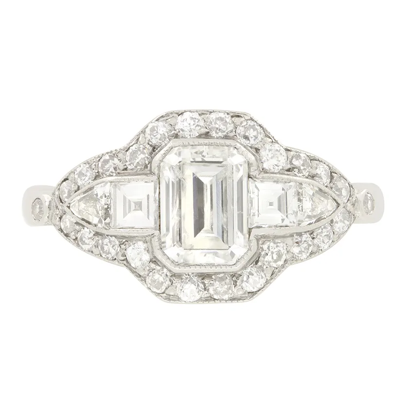 Art Deco 0.90ct Diamond Cluster Ring, c.1920s