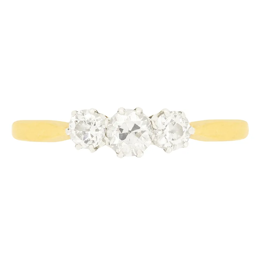 Edwardian 0.55ct Diamond Trilogy Ring, c.1910s