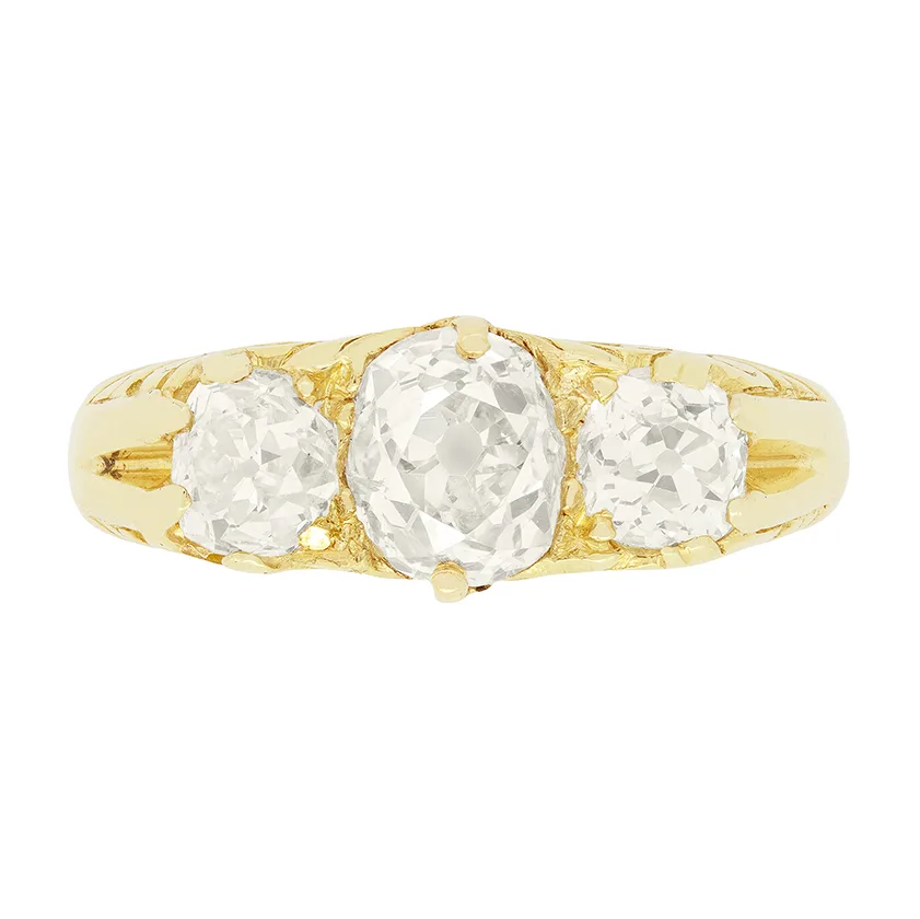 Victorian 1.90ct Diamond Three Stone Ring, c.1880s