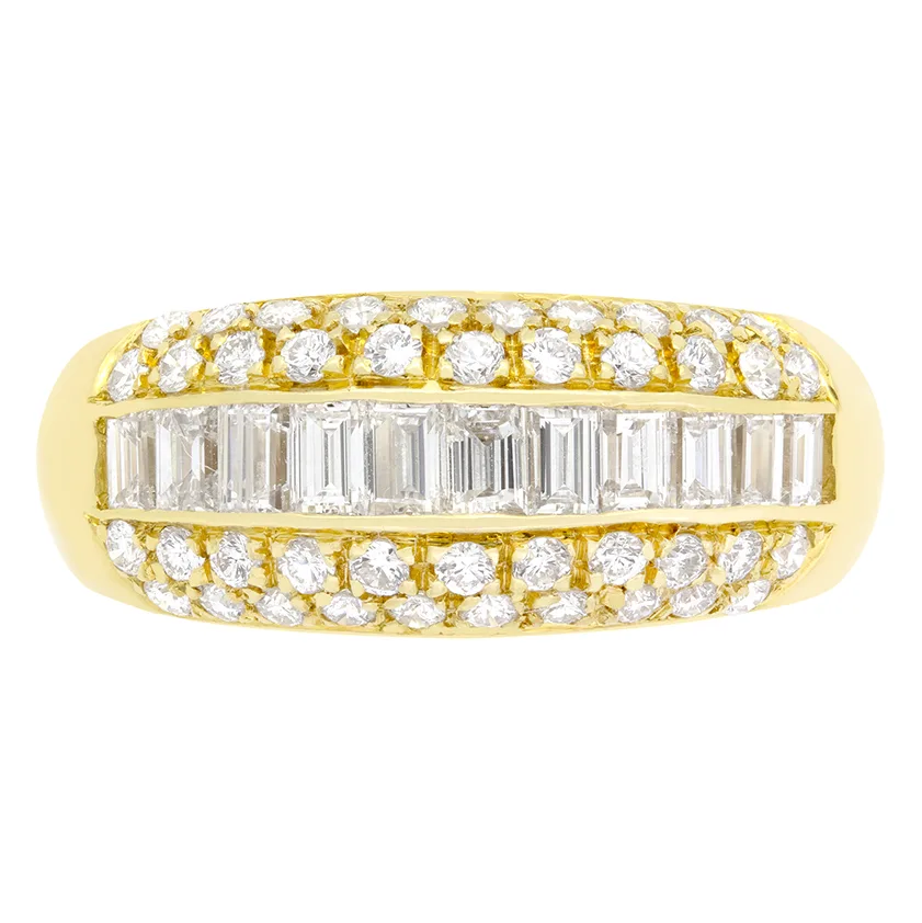 Vintage 1.30ct Diamond Bombé Cluster Ring, c.1980s