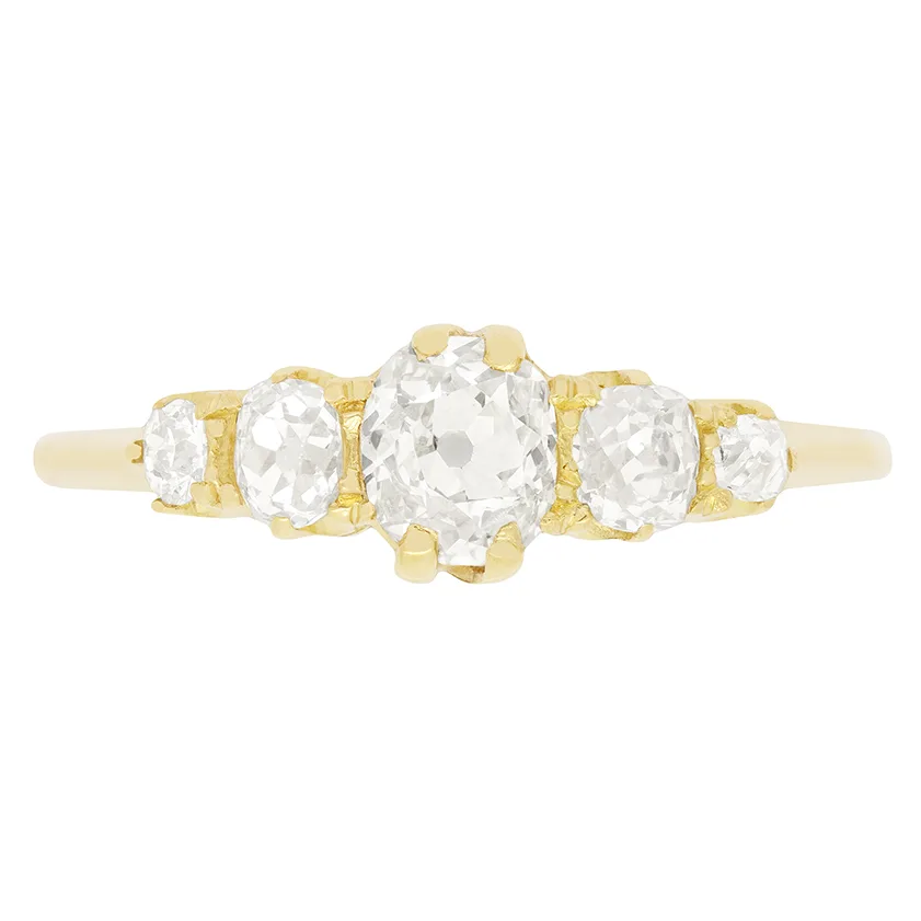 Victorian 1.00ct Diamond Five Stone Ring, c.1880s
