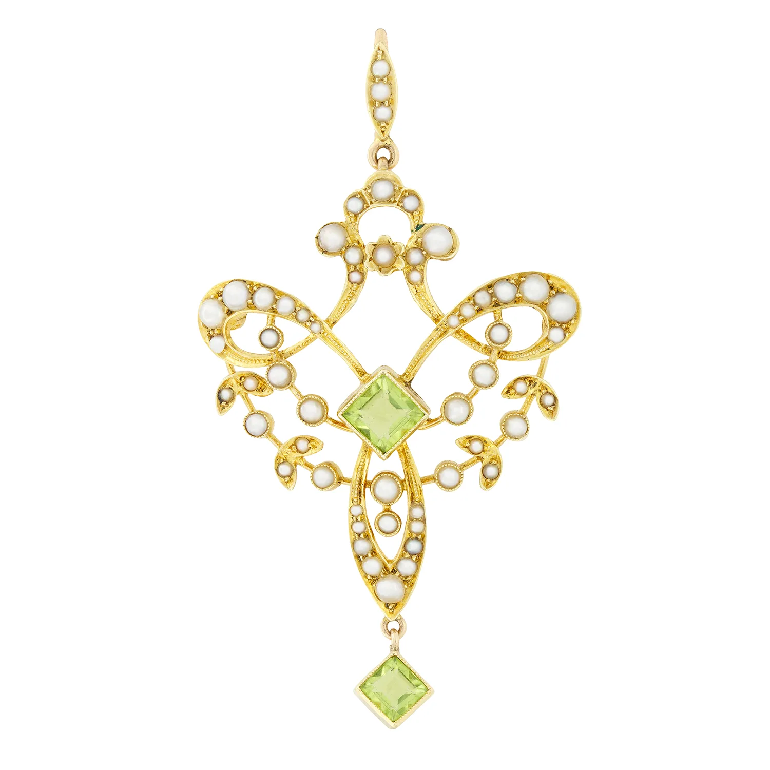Victorian 1.25ct Peridot and Pearl Pendant, c.1880s